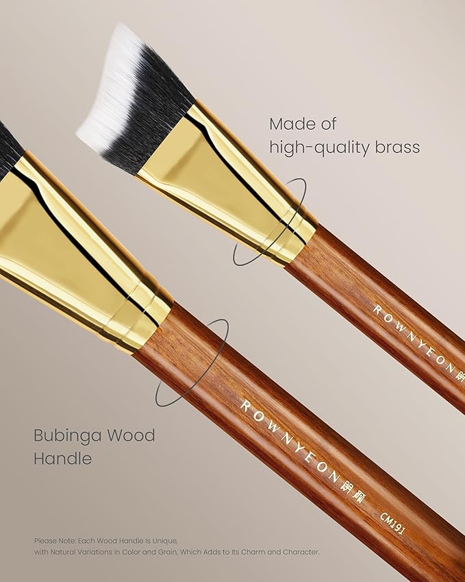 Desert Oak Series Terraced Contour Brush - 27mm Dual-Height Design with 5mm Flat Edge & 22mm Slope for Precision Sculpting, Bubinga & Brass (CM 191)-GlimoraGlow