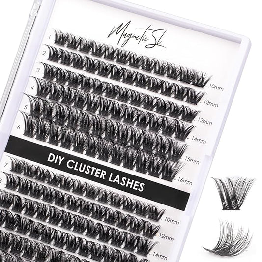 Lash Clusters 144 Pcs Individual Lashes Clusters Eyelash Extensions False Eyelashes DIY Lash Extension Reusable False Eyelashes Natural Look Mix 10-16mm C D Curl-DM27-GlimoraGlow