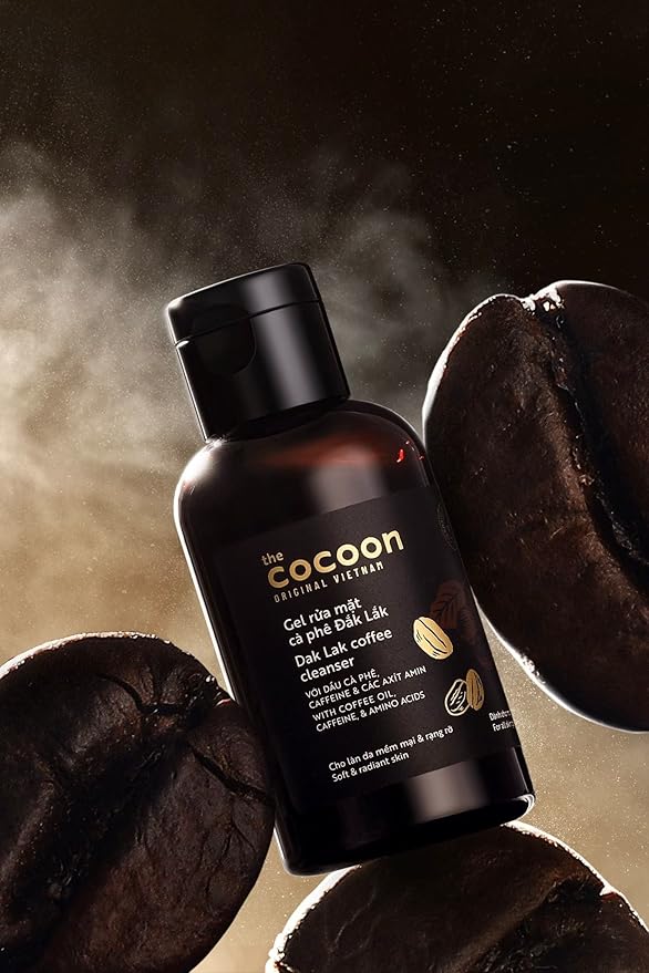 Cocoon Dak Lak Coffee Cleanser, Vegan Facial Cleanser Low PH, Daily Face Wash for All Skin Types, Gentle Makeup Remover, With Antioxidants for Glowing Skin & Less Visible Pores-GlimoraGlow