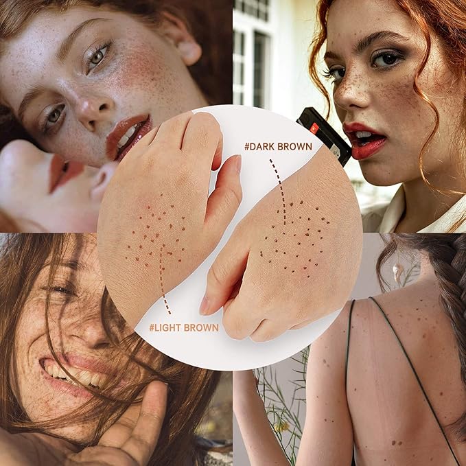 2 Pcs Freckle Pen Set, Natural Lifelike Fake Freckles Makeup Pen Magic Brown Color Freckles Makeup Tool Long-Lasting Waterproof Dot Spot Pen for Effortless Sunkissed Makeup (Light Brown)-GlimoraGlow