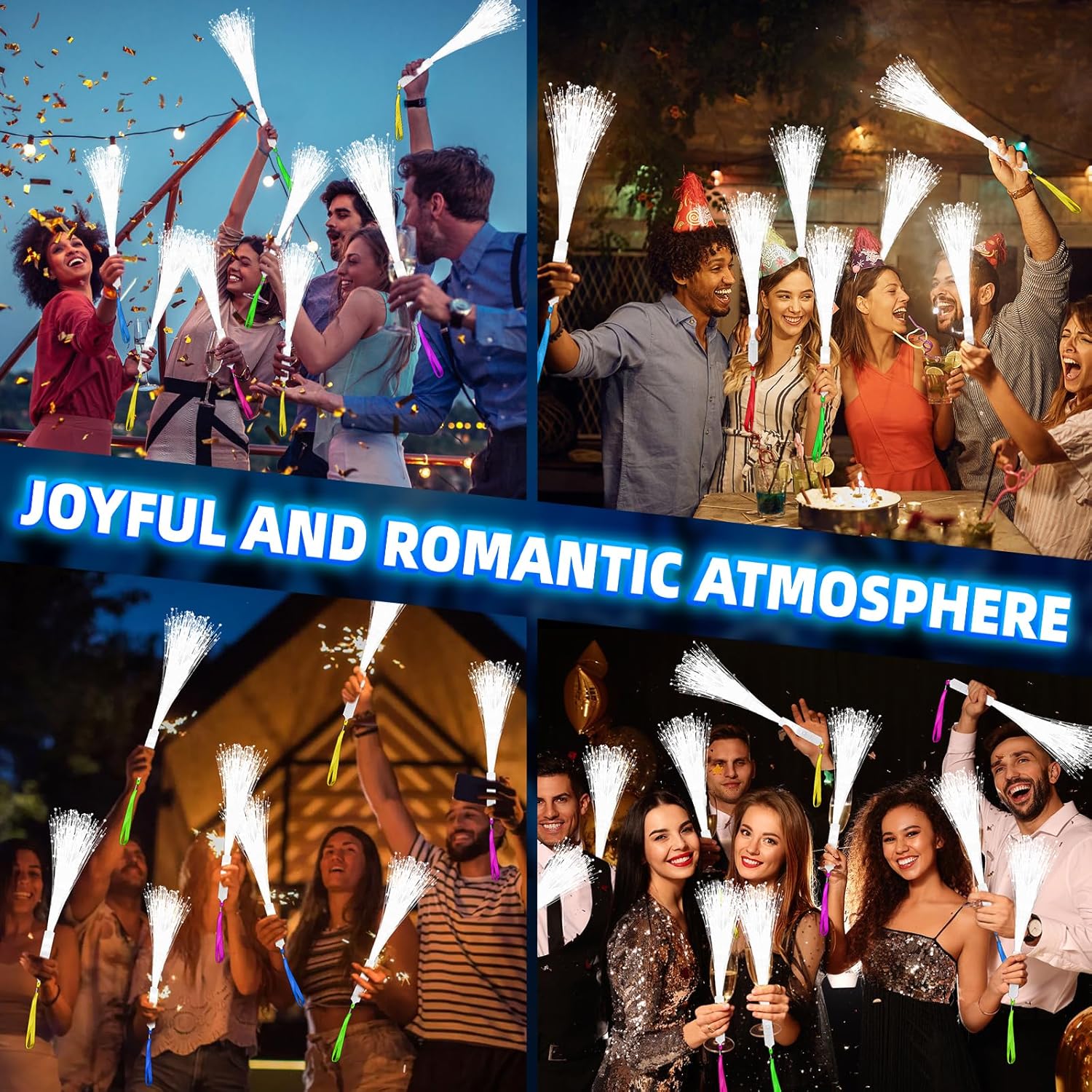 28 PCS Fiber Optic Wands with 3 Light Modes, Glow Wands & Light Up Wands for Kids, Sparklers Fireworks Sticks, Fiber Optic Lights for Wedding, New Year, Birthday, Carnival Parties