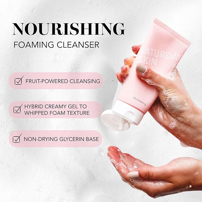 Saturday Skin Face Cleanser Hydrating Foam Cleanser Natural ingredients Anti-aging | Makeup Remover and Face Wash | Fragrance Free Ideal for Sensitive, Dry Skin Korean Skincare-GlimoraGlow