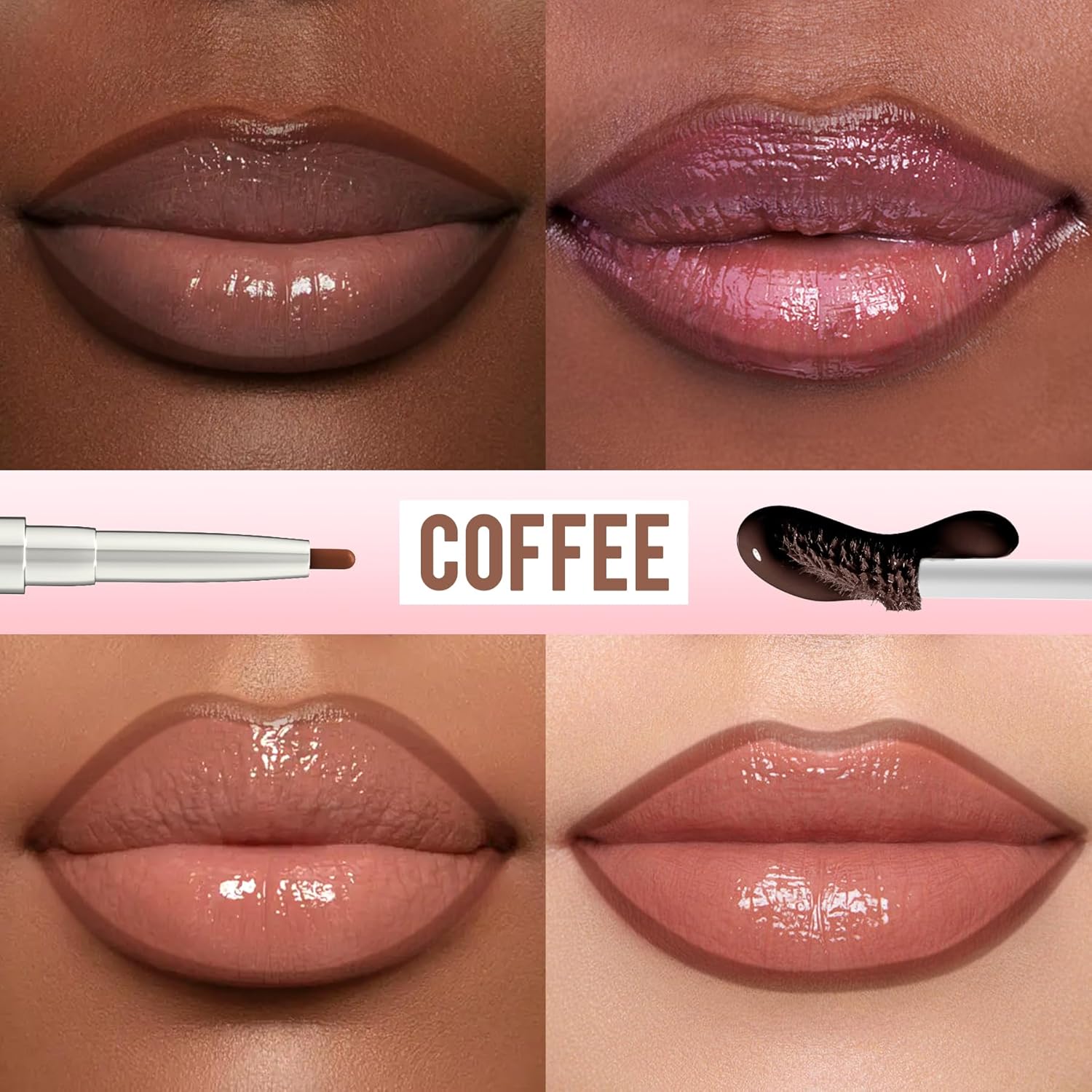 iMethod Lip Liner Stain - Lip Stain, 2-In-1 Dual-Ended Peel Off Lip Stain with Tweezer, Natural Long Lasting Peel Off Lip Liner, Easy to Use for All Skin Types, Stay All Day, Coffee-GlimoraGlow