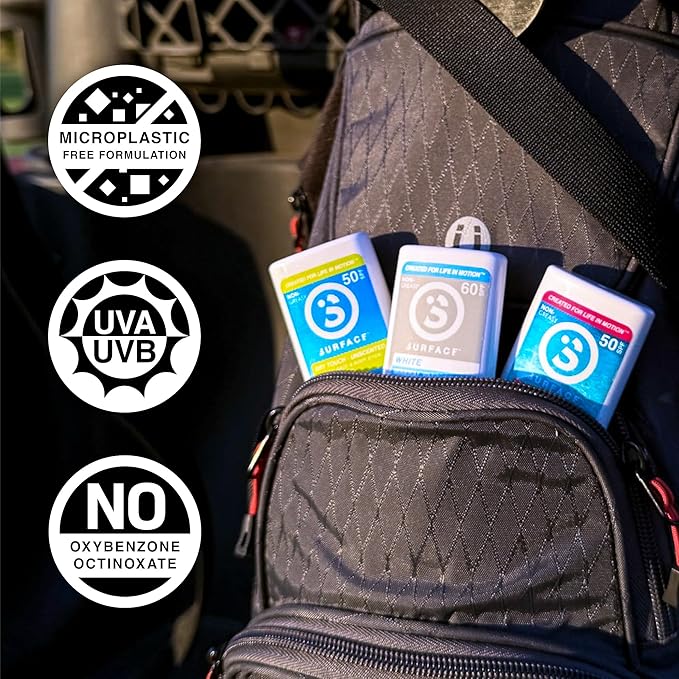 Surface Mineral Face Sunscreen Stick, Dry Touch SPF 50, Broad Spectrum UVA UVB Sun Protection for Kids and Adults, Travel Friendly, Water Resistant for 80 Minutes, Fragrance Free, 0.5oz-GlimoraGlow