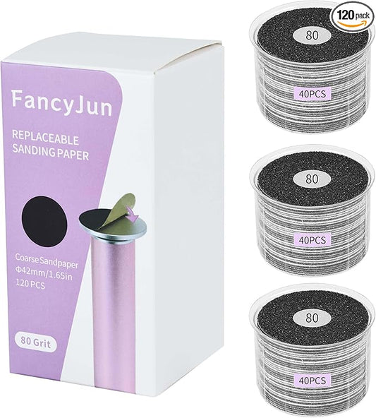 120PCS Coarse 80 Grit Replaceable Sandpaper Discs for Electric Foot Callus Removers - 42mm Heavy-Duty Foot File Refills - Fast Dead Skin & Callus Removal-GlimoraGlow