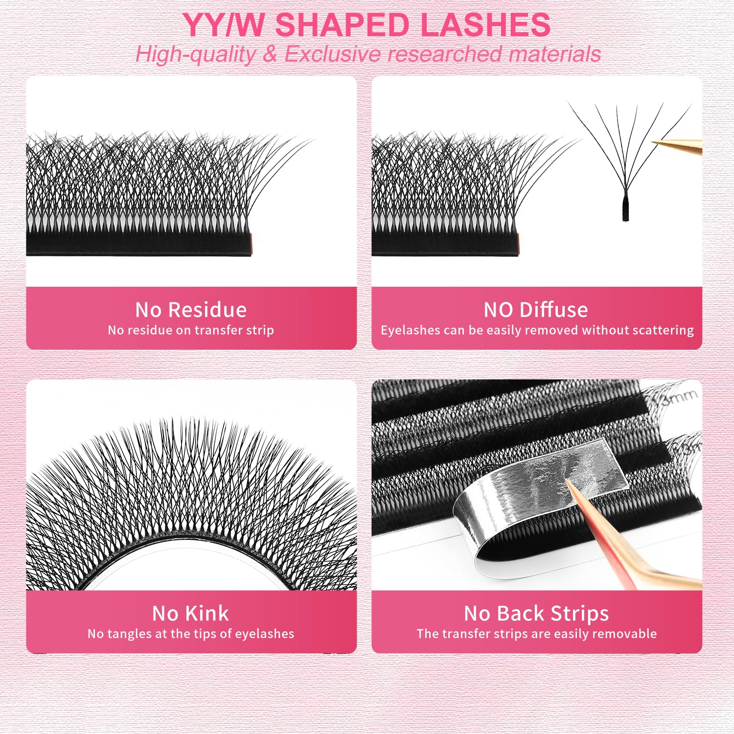 W Lash Extensions Supplies 6D Eyelash Extensions W Shape 0.07mm Thickness D Curl 14mm Premade Fans Easy Fan Lashes Volume Matte Black 12 Rows Crisscross Eye Lashes(W-6D-0.07-D,14mm)-GlimoraGlow