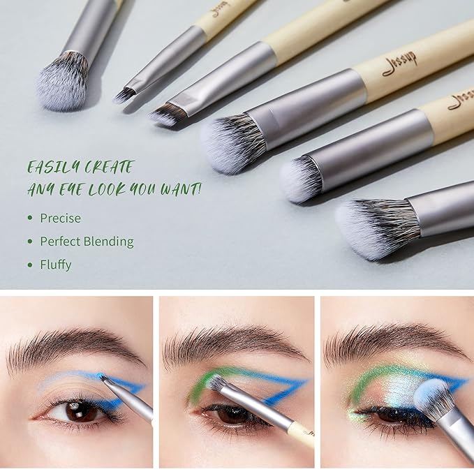 Jessup Vegan Makeup Brushes Set Premium Synthetic Powder Foundation Highlight Concealer Eyeshadow Blending Eyebrow Liner Spoolie Brush Set Burlywood 12pcs T327-GlimoraGlow