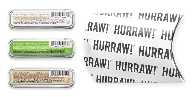 Hurraw! Coconut, Mint, Vanilla Lip Balm Slim Slider Tins, 3 Pack Bundle: Organic, Certified Vegan, Cruelty and Gluten Free. Non-GMO, All Natural Ingredients. Bee, Shea, Soy and Palm Free. Made in USA-GlimoraGlow