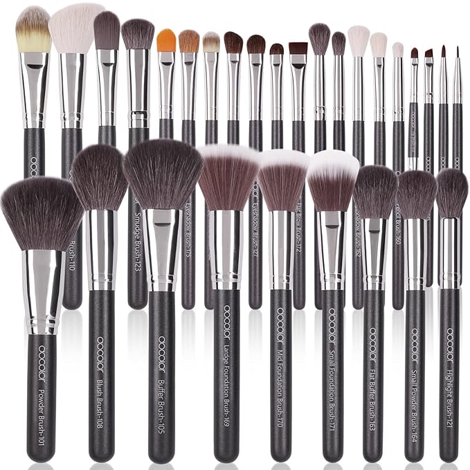 Docolor Professional Makeup Brush Set 29Pcs Makeup Brushes Valentines Day Gifts Premium Goat Synthetic Fiber Foundation Face Powder Blush Concealer Eyeshadows Make Up Brushes with PU Leather Case-GlimoraGlow