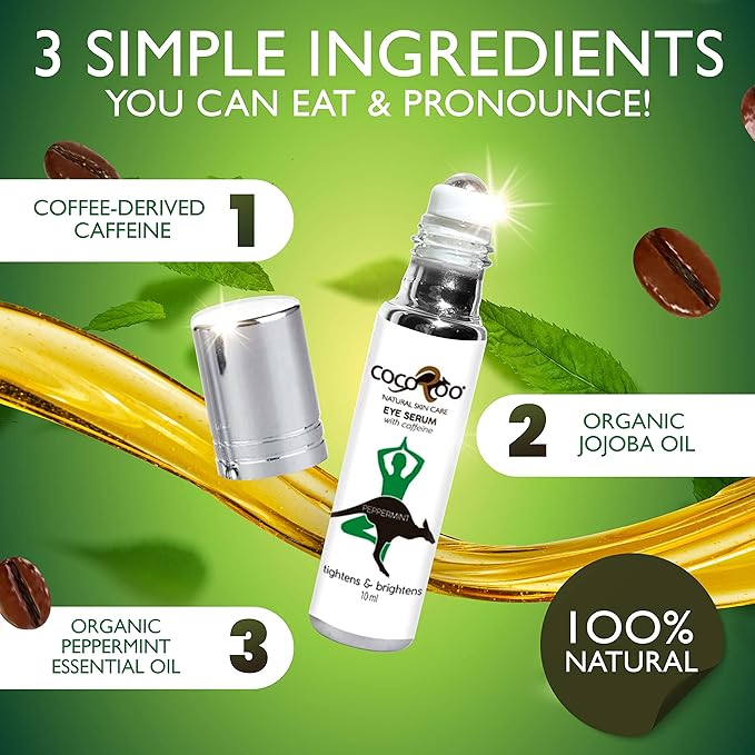 Caffeinated Eye Serum, Nutrient-Dense, 100% Pure, Natural & Vegan (Peppermint)-GlimoraGlow