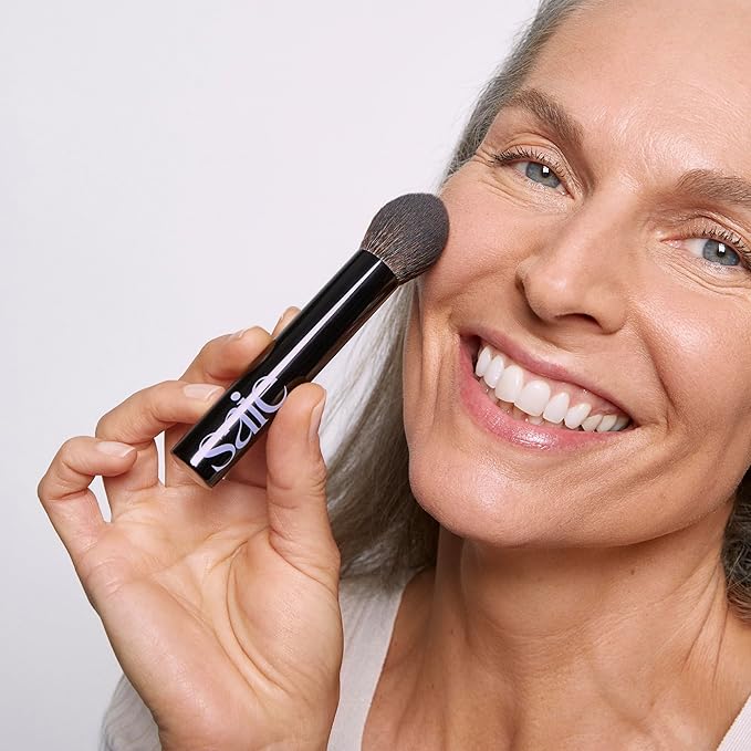 Saie The Fluffy Brush - Soft, Multi-Use Pressed + Loose Powder Brush - Fluffy Makeup Brush with Tapered Tip for Precise Application - Vegan, Cruelty-Free (1 Count)-GlimoraGlow