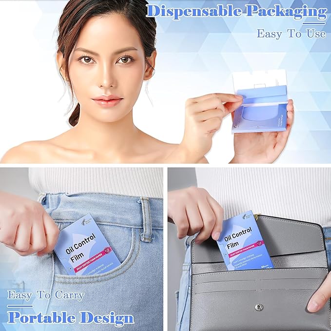 Great Absorbent Oil Blotting Sheets for Face - 10% Larger Oil Control Film 50 Sheets- High-Performance, Makeup Friendly Blotting Paper for Oily Skin, Tear-proof Oil Absorbing Tissues-GlimoraGlow