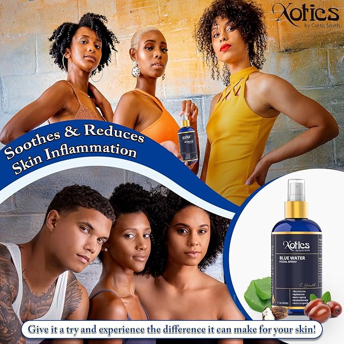 Xotics Blue Water Facial Spray - 8oz - Hydrating Face Mist with Aloe Vera - Refreshing Toner for Men & Women, Aftershave, Daily Moisturizing Splash for All Skin Types-GlimoraGlow
