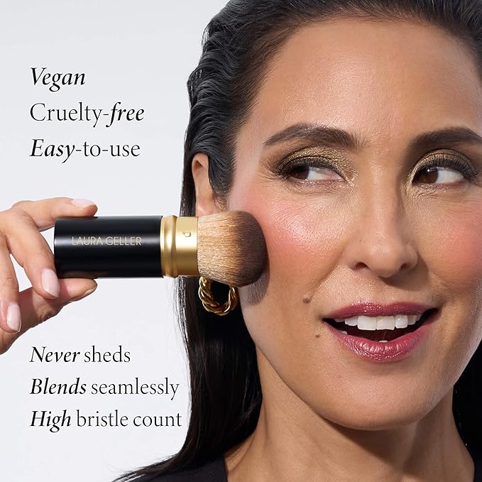 LAURA GELLER NEW YORK Retractable Airbrush Kabuki Brush for All Face Makeup & Foundation for Liquid, Cream and Powder Face Makeup With Aluminum Handle-GlimoraGlow