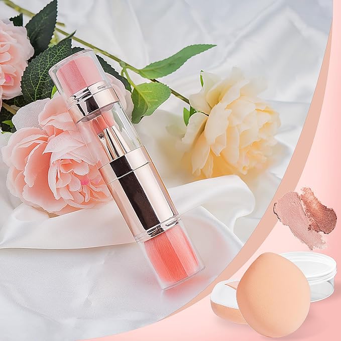 kullder 5-in-1 Makeup Brush Travel Makeup Brush set Dual Ended Mini Makeup Brush Pen Foundation Powder Concealer Shadow Blush Makeup Brushes with 2 Sponge Puff Womens Gift Idea for Beauty Lover-GlimoraGlow