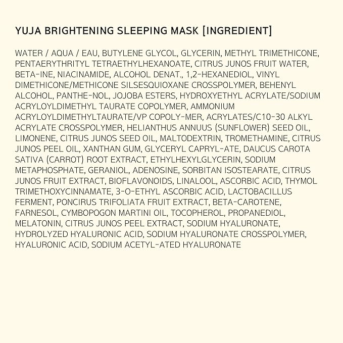 Hanyul Yuja Sleeping Mask | Korean Yuzu Night Cream, Vitamin C for Glow, Radiance, Brightening, Vegan Hydrating Overnight Moisturizer with Hyaluronic Acid, Niacinamide & Antioxidants 2.37 fl. oz.-GlimoraGlow