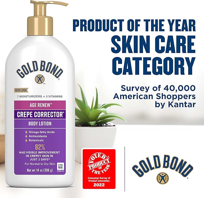 Gold Bond Age Renew Crepe Corrector Body & Face Lotion, Replenishing & Smoothing Formula, 14 oz., Packaging may vary-GlimoraGlow