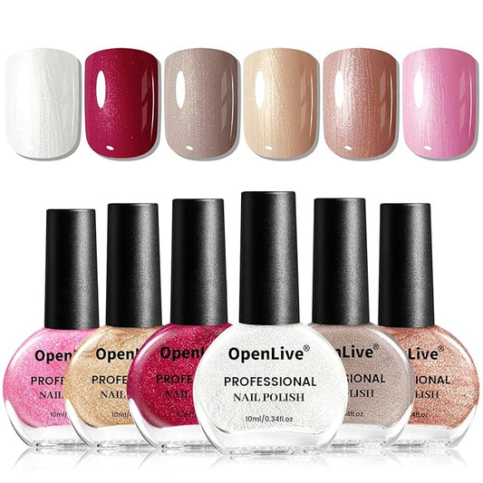 10ml Glitter Nail Polish Set 6 Colors Glitter Red Pink White Nail Polish Set for Nail Art-GlimoraGlow