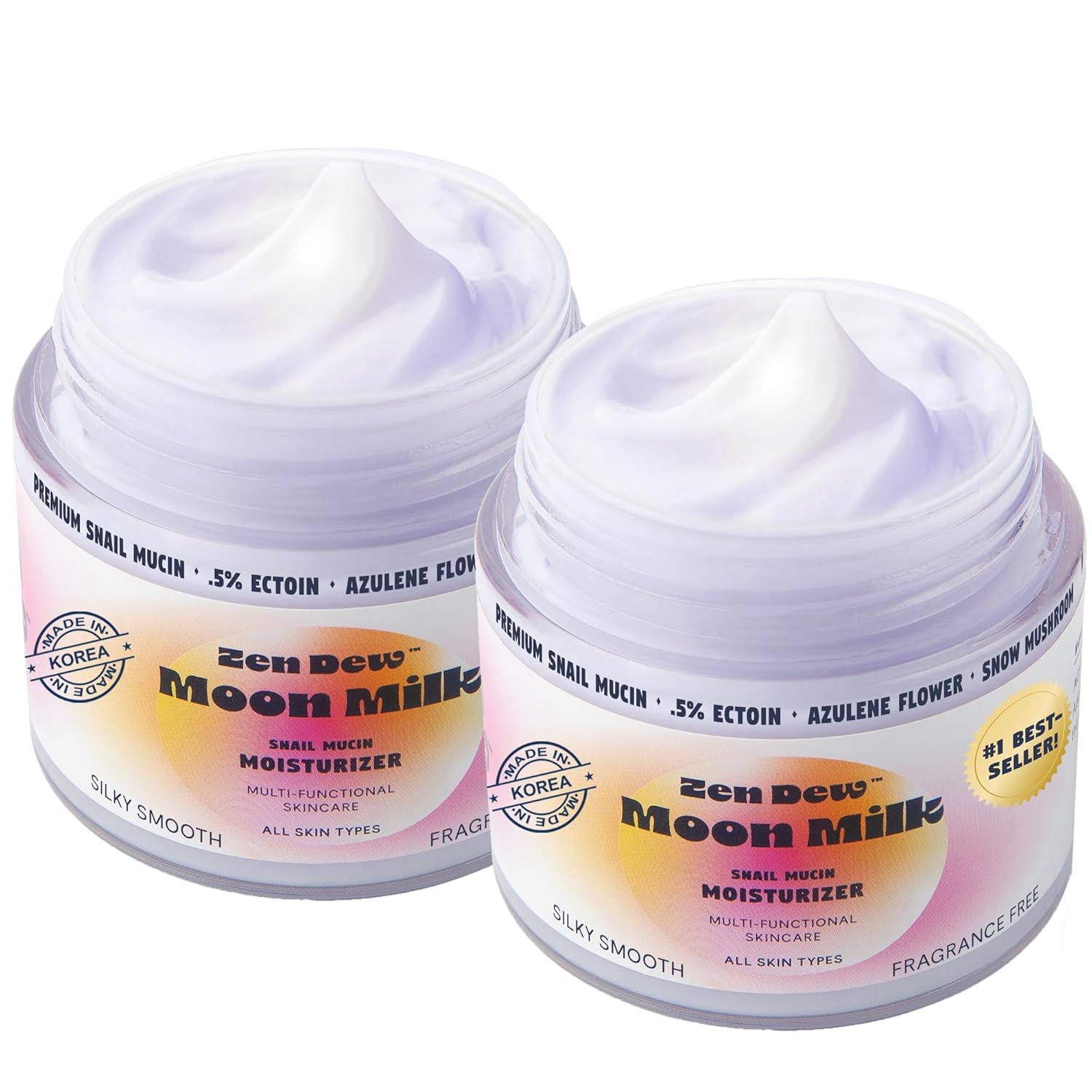 Moon Milk Snail Mucin Moisturizer Gel Cream 3.52 Oz - Blue Light Skin Defense - Korean Snail Mucin Serum Cream that Replenishes Moisture & Leaves Skin Brighter, Plumper, Soothed & Smooth - 2 Pack-GlimoraGlow