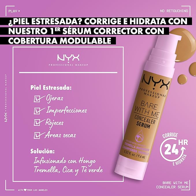 NYX PROFESSIONAL MAKEUP Bare With Me Concealer Serum, Up To 24Hr Hydration - Deep (Pack of 2)-GlimoraGlow