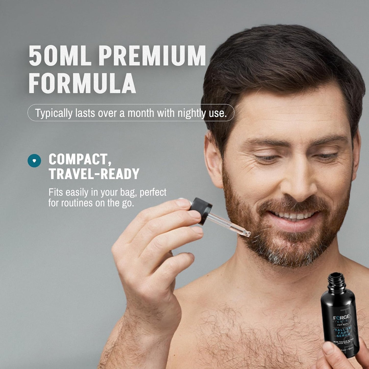 FORGE SKIN® Night Beef Tallow Serum for Men [TALLOW-BASED] - Facial Essence for Face Wrinkles with Essential Oils - Natural Green Tea Skincare for Radiance and Skin Hydration (1.77 OZ)-GlimoraGlow