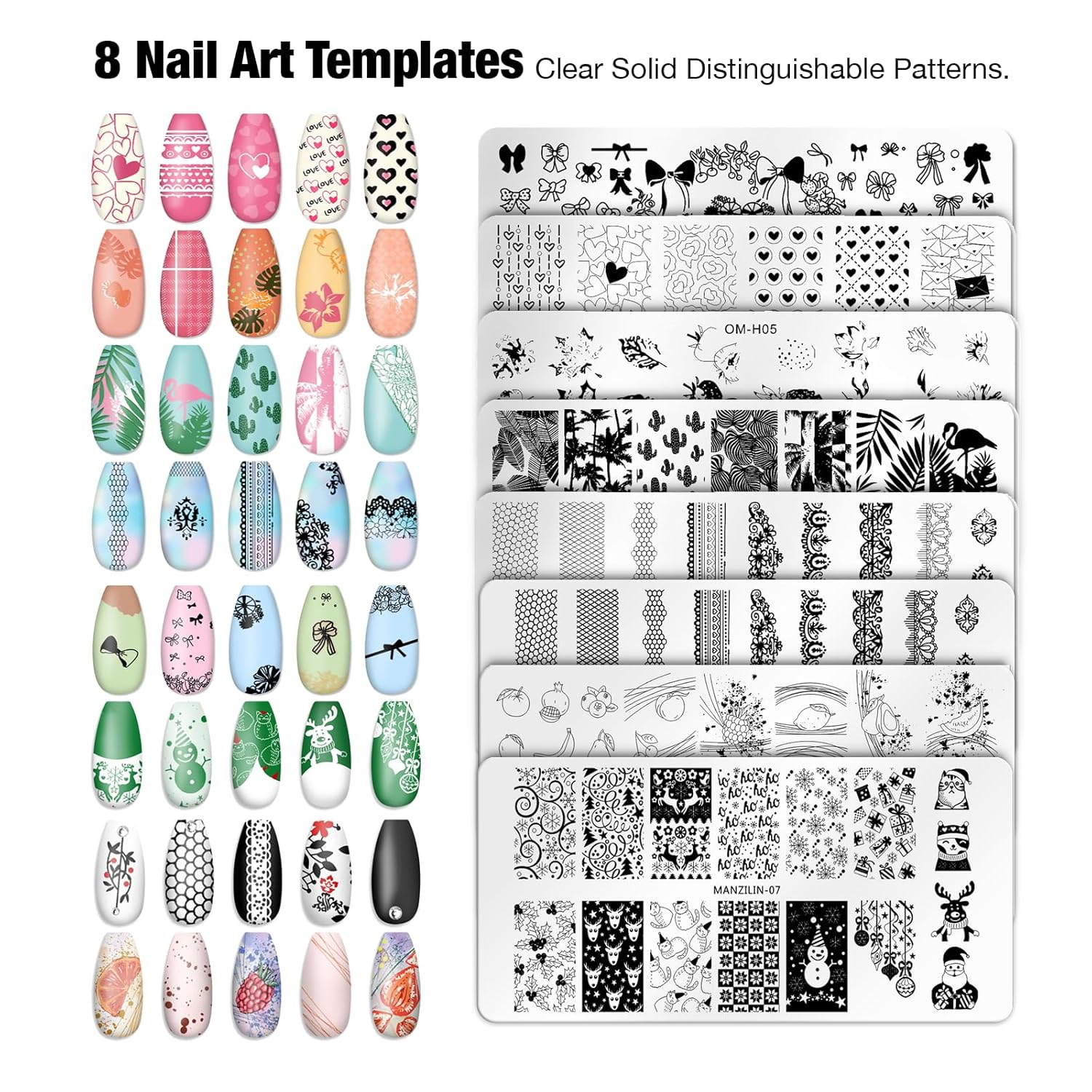 14PCS Nail Art Stamper Clear Silicone Nails Stamping Jelly with Scraper Transparent Visible Body DIY Manicure Nail Art Tool P-GlimoraGlow