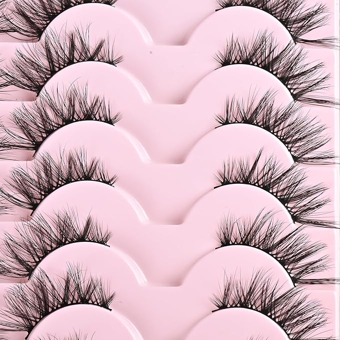 FARRED Half Eyelashes Natural False Lashes Wispy Cat Eye Strips Eyelash 14 Pairs Faux Mink Strip Eye Lashes Pack for Daily Makeup (F20 | 8-15 mm)-GlimoraGlow
