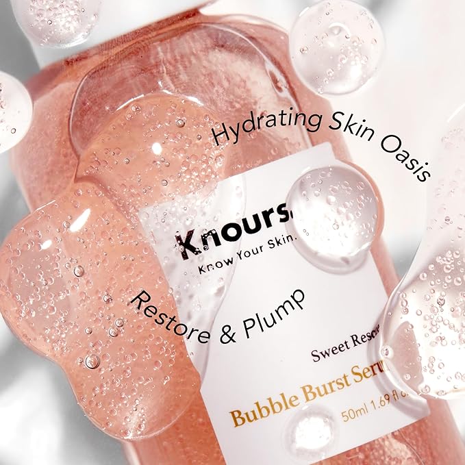 Knours. Balancing 5xHA+Gromwell Root oil Bubble Burst Serum w/ 59% Rose Water Niacinamide, Retinal Hydrating Healthy Serum for Improved Tone & Texture EWG Verified Clean Beauty 50ml/1.69fl. oz.-GlimoraGlow