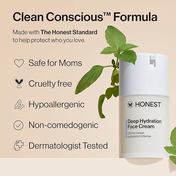 Honest Beauty Deep Hydration Face Cream for Dry Skin | Hydrates + Supports Natural Moisture Barrier | Hypoallergenic + Gentle for Sensitive Skin | 1.7 fl oz-GlimoraGlow