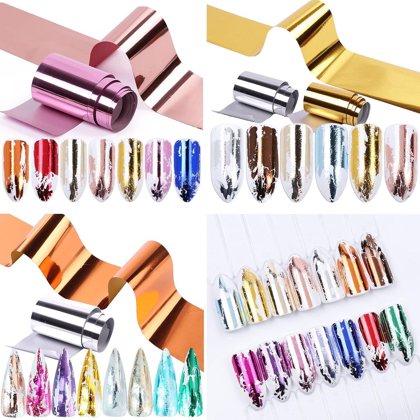 14 Colors Metallic Nail Foil Transfer Stickers Nail Art Accessories Holographic Effect Nail Foils Supply Gold Silver Matte Transfer Foils Nail Decals for Women Girls Manicure Tips Decoration-GlimoraGlow