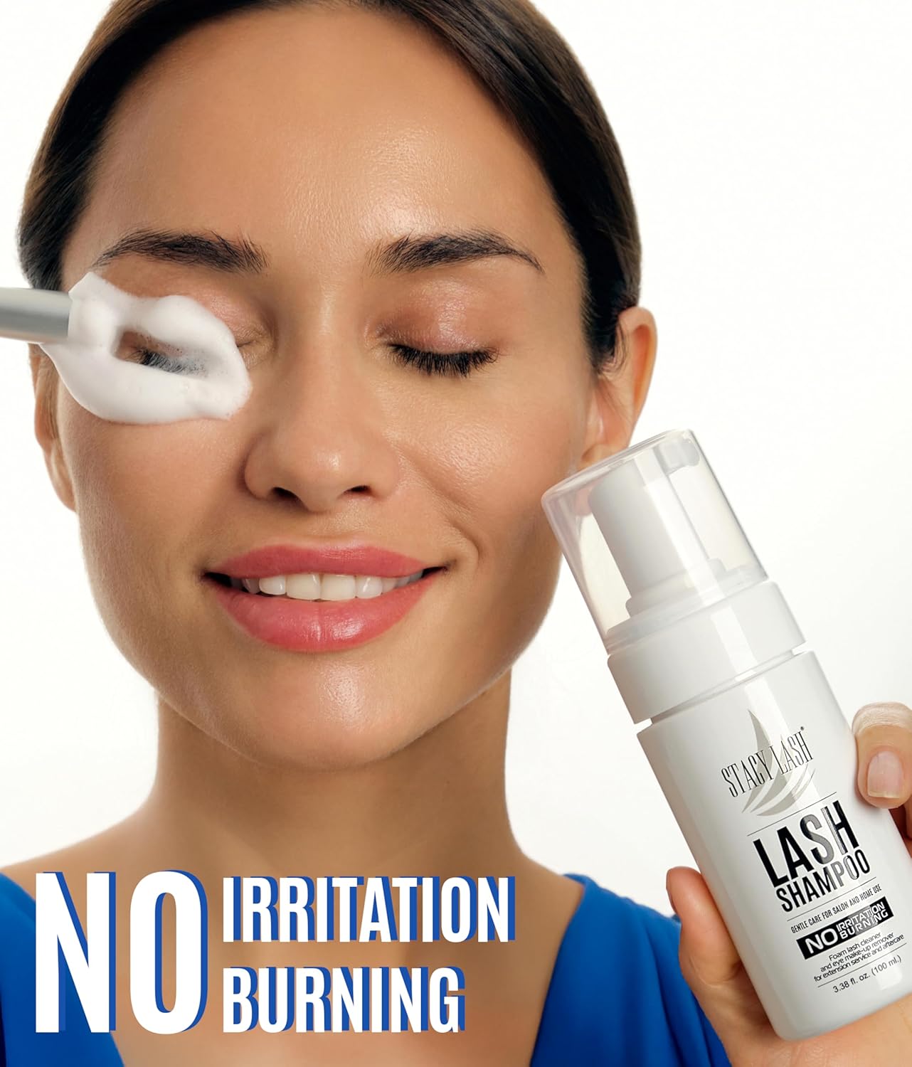 STACY LASH Eyelash Extension Shampoo + Brush / 1.69 fl.oz / 50ml / Eyelid Foaming Cleanser/Wash for Extensions & Natural Lashes/Safe Makeup Remover/Supplies for Professional & Home Use-GlimoraGlow