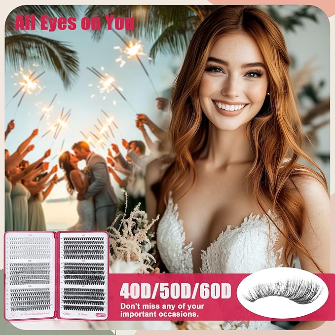 Bombshell SE Lash Clusters 600PCS Lashes - Lash Clusters 10D 20D 30D+40D50D60D Individual Lashes Clusters D Curl Lash Extension 8-16MM Eyelash Clusters DIY Cluster Eyelash Extensions for Beginners-GlimoraGlow