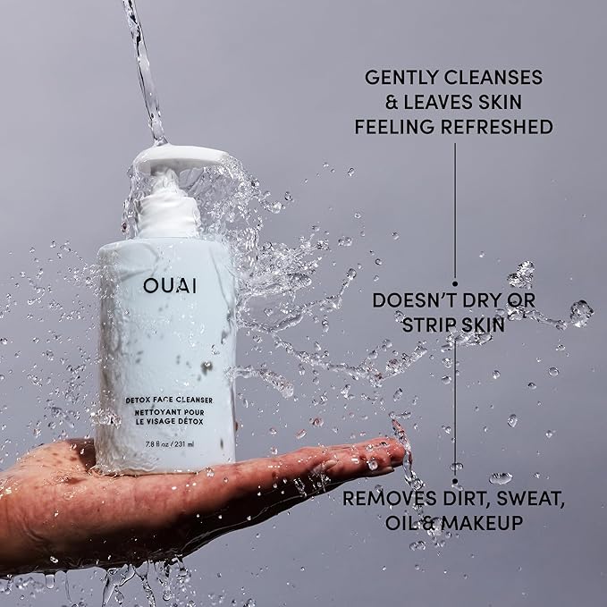OUAI Detox Facial Cleanser - Deep Cleansing Face Wash with Glycolic Acid, Niacinamide & PHA - Removes Sweat, Dirt & Oil Without Drying - Gentle Face Cleanser for Post-Workout (7.8 Fl Oz)-GlimoraGlow