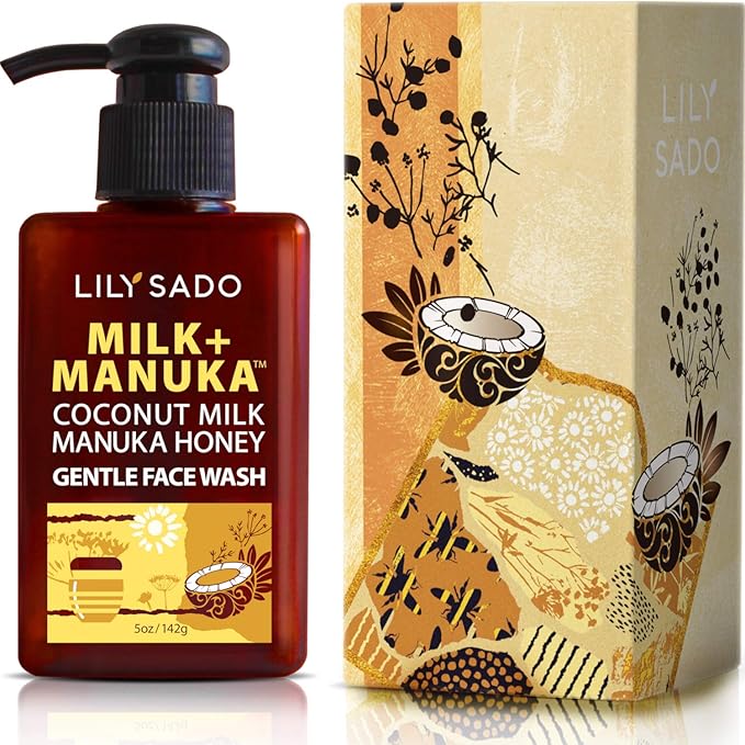 LILY SADO MILK+MANUKA™ Coconut Milk & Manuka Honey Gentle Gel Face Cleanser - Natural Cruelty-Free Facial Wash Cleanses, Balances, Soothes & Hydrates - Reduces Pores & Blackheads - 5oz-GlimoraGlow