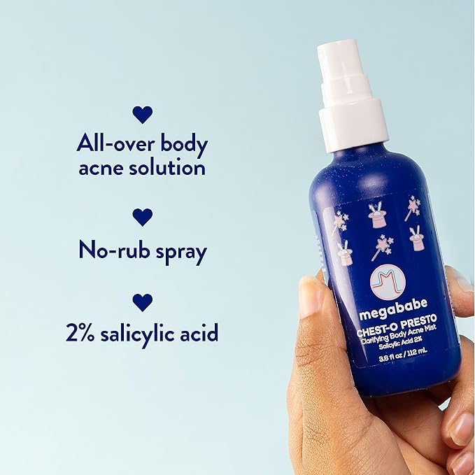 Megababe Chest-o Presto | Clarifying Body Acne Mist | Benzoyl Peroxide Free | 3.8 fl oz-GlimoraGlow
