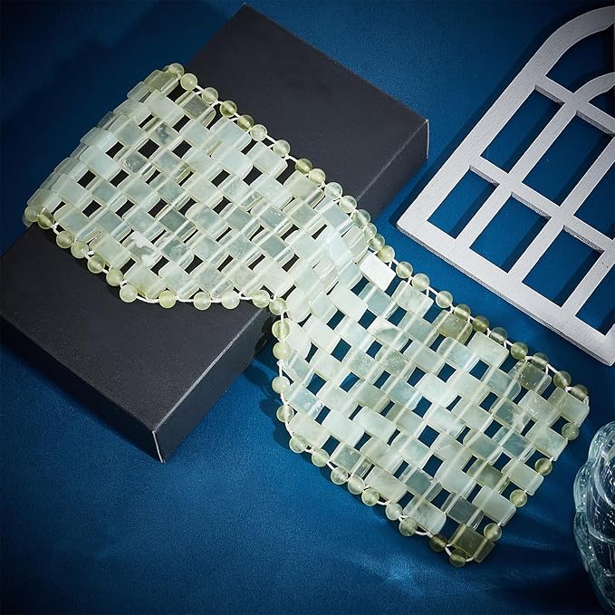 Jade Eye Mask, Eye Mask for Relaxation, Reusable Jade Eye Mask Hot or Cold Using Jade Mask Eyes Sleeping Mask for Alleviate Puffiness Face Massage Relax Eyes Meditation Beauty-GlimoraGlow