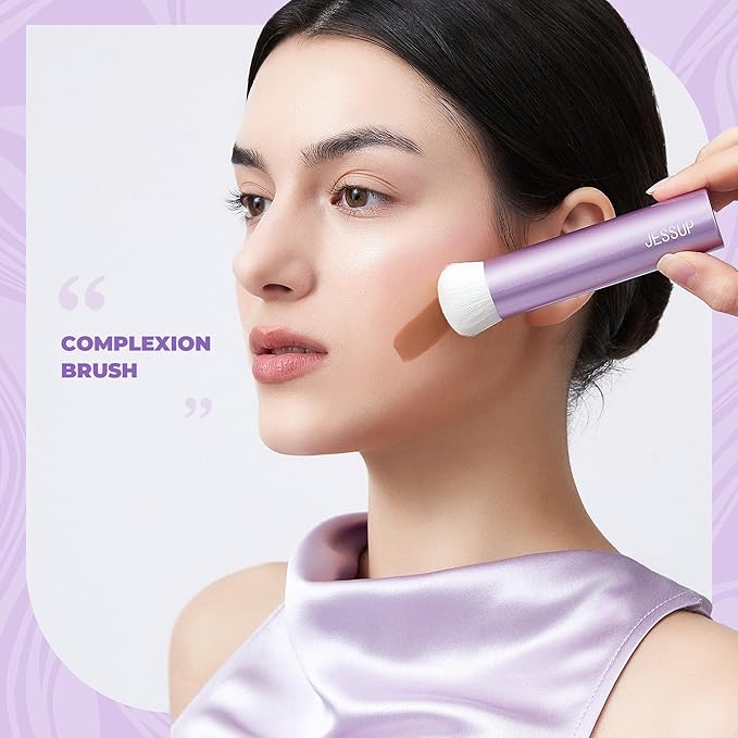 Jessup Foundation Brush for Liquid Makeup, Face Kabuki Makeup Brush for Contour Powder Blush and Bronzer, Ultra-Soft Fiber Perfect for Blending Liquid AS003-GlimoraGlow