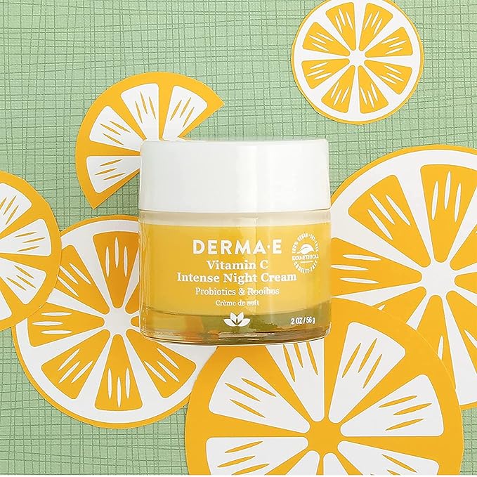 DERMA-E Vitamin C Intense Night Cream – Brightening and Hydrating Facial Skin Renewing Cream – Anti-Aging Overnight Facial Moisturizer, 2 oz-GlimoraGlow