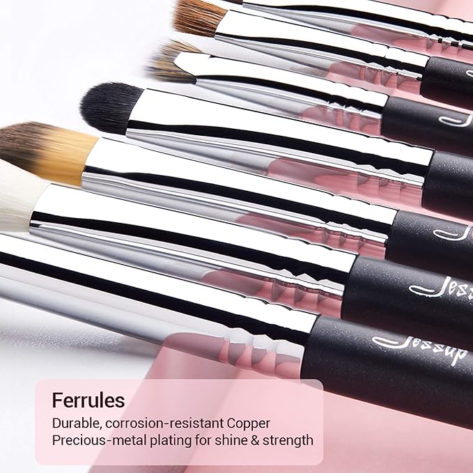 Jessup Eye Makeup Brushes 10 pcs, Premium Synthetic Eyeshadow Blending Concealer Eyebrow Eyeliner Brush Set T315-GlimoraGlow