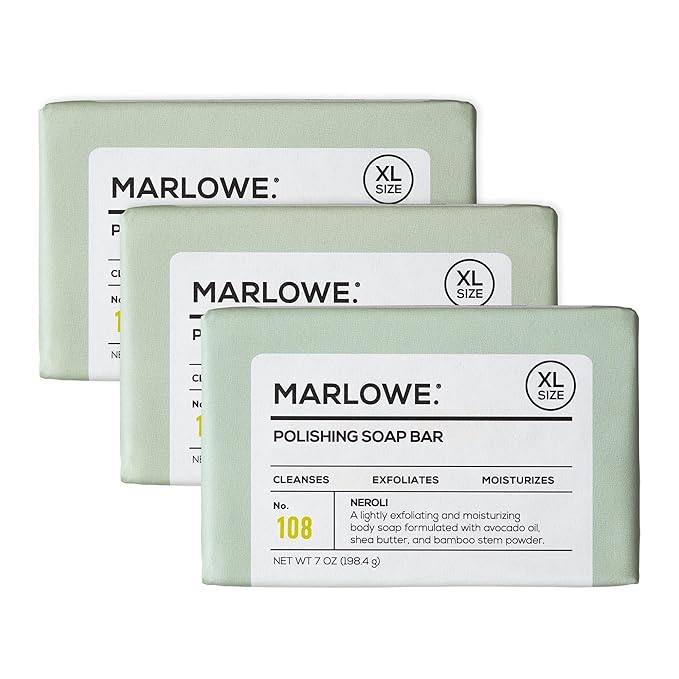 MARLOWE. No. 108 Lightly Exfoliating Soap Bar, 7oz (3 Bars) Polishing, Moisturizing & Cleansing Bar Soap for Men, Made with Natural Ingredients-GlimoraGlow