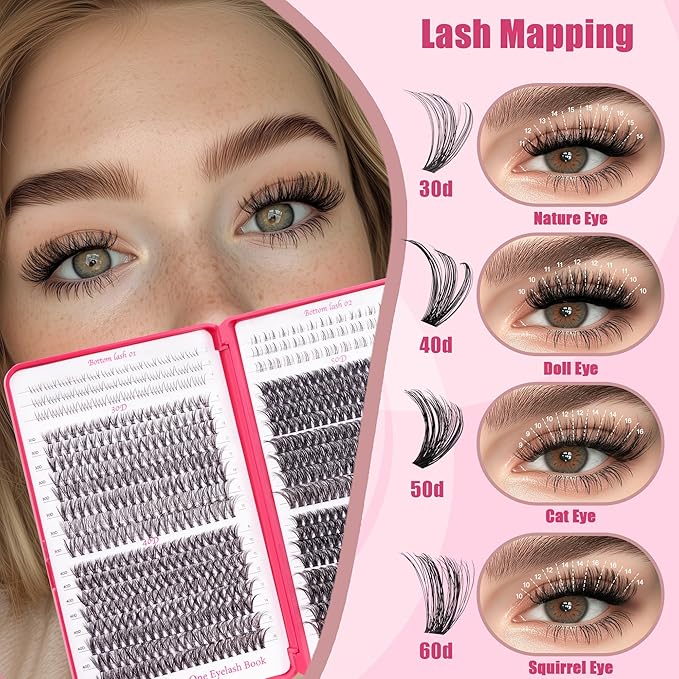 Lash Clusters - Lash Clusters with Bottom Lashes Lash Clusters 30D40D50D60D Fluffy Wispy EyeLash Clusters D Curl No Adhesives Included-GlimoraGlow