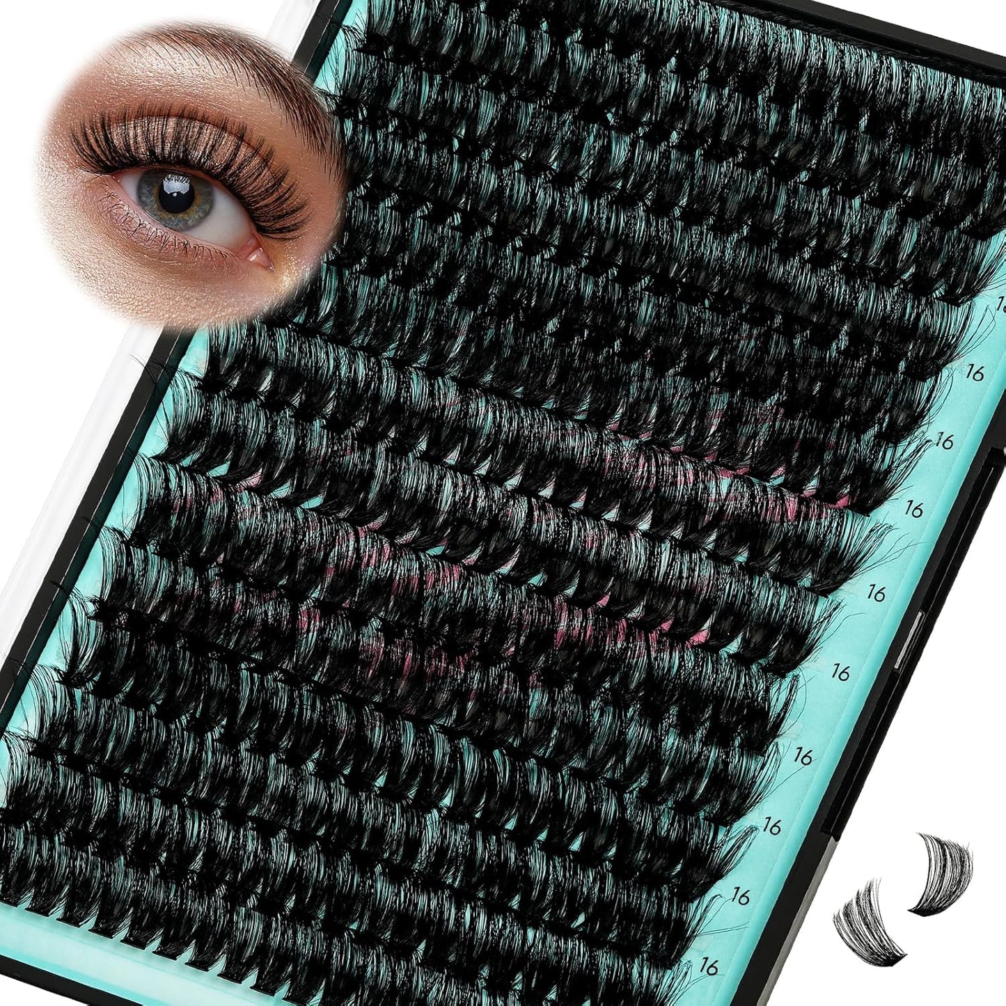Lash Clusters Wispy 280PCS Eyelash Extension 80D Cluster Lashes Individual Lashes DIY Lash Extension Natural Look Cluster Eyelash Extensions Soft False Eyelashes at Home for Beginners(16mm)-GlimoraGlow