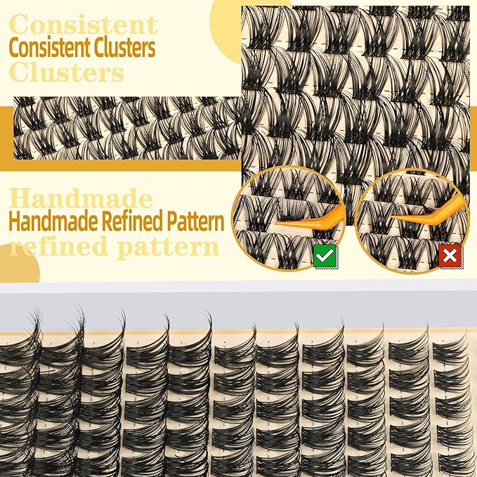 Eyelash Clusters 10-18mm Wispy Lash Clusters D Curl DIY Cluster Lash Extension Kit Individual Lashes Kit With Bond & Seal, Glue Remover, Tweezers(LF01 Lashes Set)-GlimoraGlow