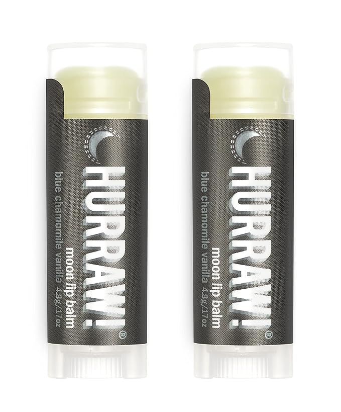 Hurraw! Moon Night Treatment (Blue Chamomile, Vanilla) Lip Balm, 2 Pack: Organic, Certified Vegan, Cruelty and Gluten Free. Non-GMO, 100% Natural Ingredients. Bee, Shea, Soy and Palm Free. Made in USA-GlimoraGlow