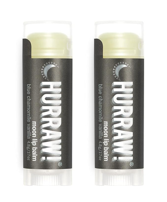 Hurraw! Moon Night Treatment (Blue Chamomile, Vanilla) Lip Balm, 2 Pack: Organic, Certified Vegan, Cruelty and Gluten Free. Non-GMO, 100% Natural Ingredients. Bee, Shea, Soy and Palm Free. Made in USA-GlimoraGlow