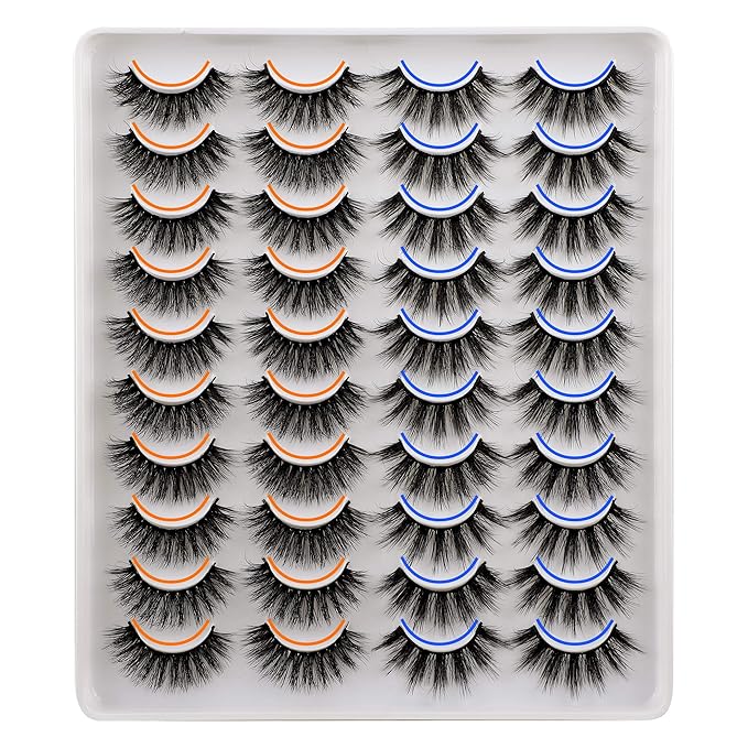 JIMIRE 20 Pairs False Eyelashes 2 Styles Mixed Fluffy Eyelashes Natural Volume Wispy Faux Mink Lashes Pack-GlimoraGlow