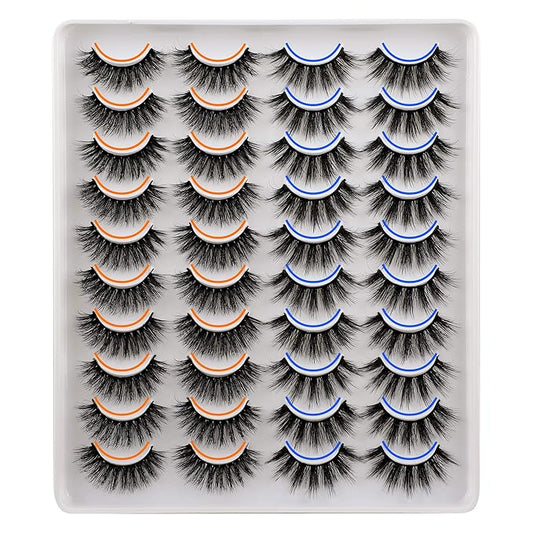 JIMIRE 20 Pairs False Eyelashes 2 Styles Mixed Fluffy Eyelashes Natural Volume Wispy Faux Mink Lashes Pack-GlimoraGlow