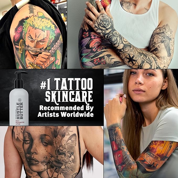 Hustle Butter Tattoo Aftercare - Daily Moisturizing Lotion - Naturally Derived Vegan Cruelty Free - Everyday All Over Use for Tattoos - 9 fl oz-GlimoraGlow