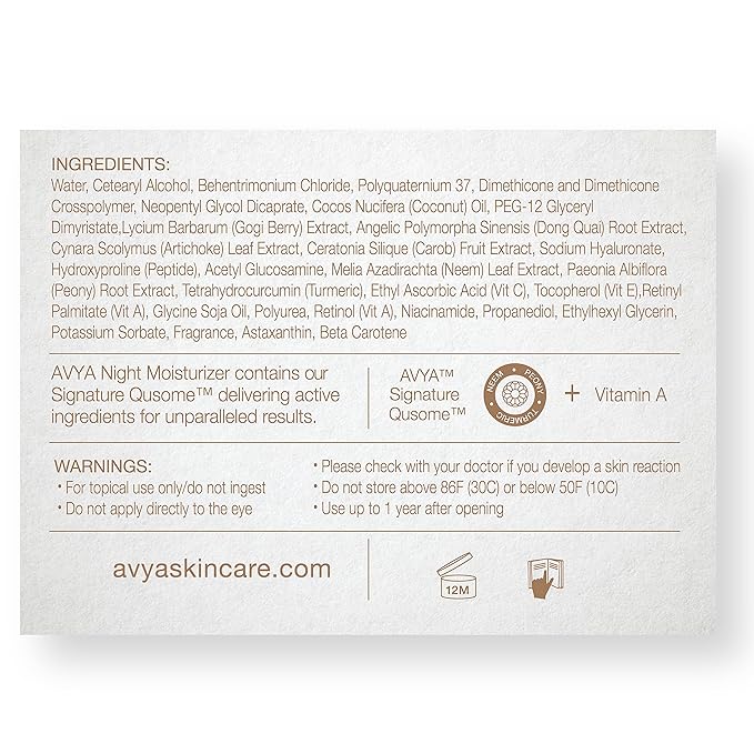 AVYA Night Moisturizer (1.7oz) - Advanced Ayurvedic Skincare/Retinol Cream with Antioxidants/Reduces Fine Lines and Wrinkles-GlimoraGlow