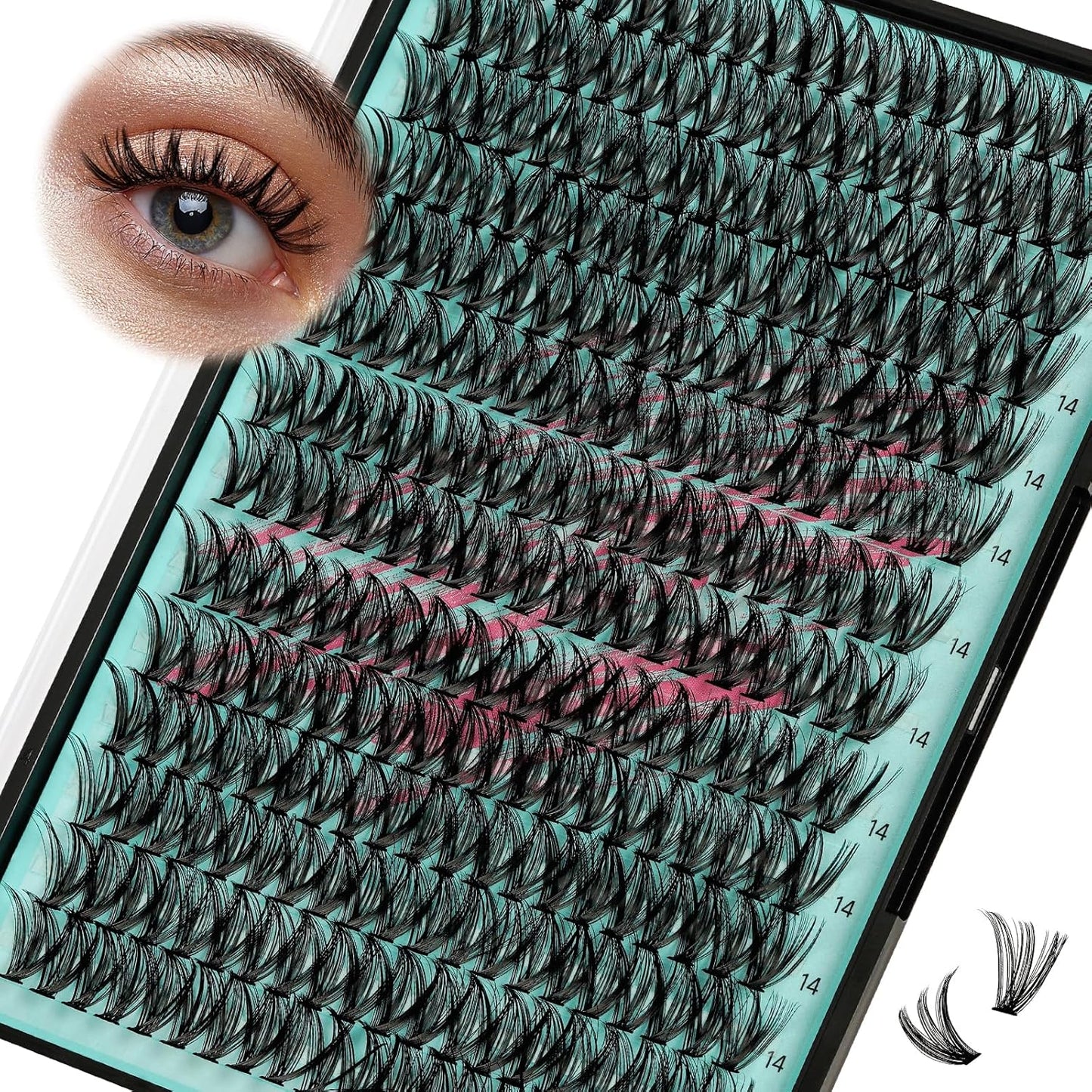 Lash Clusters Wispy 280PCS Eyelash Extension 40D Cluster Lashes Individual Lashes DIY Lash Extension Natural Look Cluster Eyelash Extensions Soft False Eyelashes at Home for Beginners(14mm)-GlimoraGlow